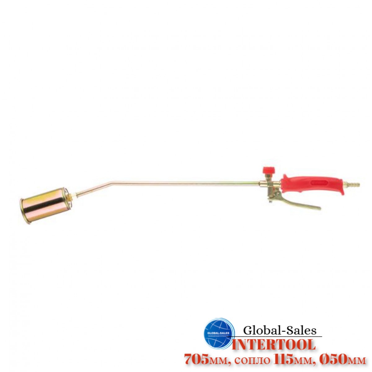 Горелка газовая Intertool 50 x 705 мм с клапаном (GB-0045)