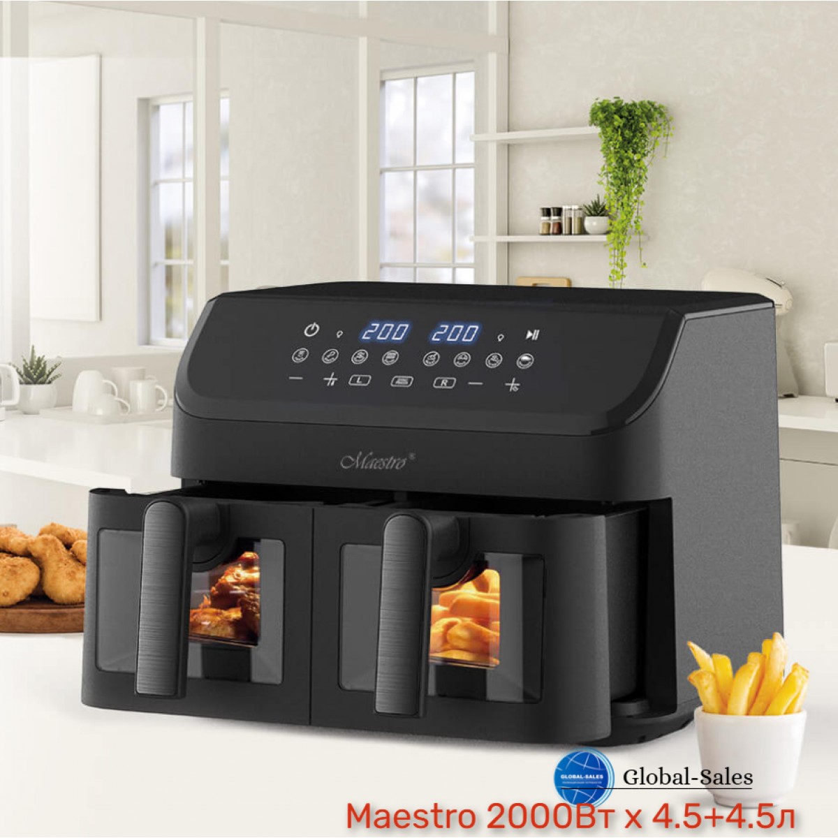 Мультипечь Maestro 2000Вт x 4.5+4.5л (MR-758) Мультипечь Maestro 2000Вт x 4.5+4.5л (MR-758)