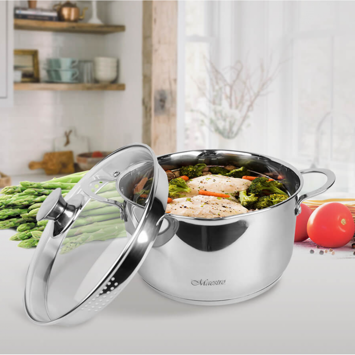 Кастрюля нержавеющая Maestro 160 мм х 1.6 л MR-3510-16 (MR-3510-16) Кастрюля нержавеющая Maestro 160 мм х 1.6 л MR-3510-16 (MR-3510-16)