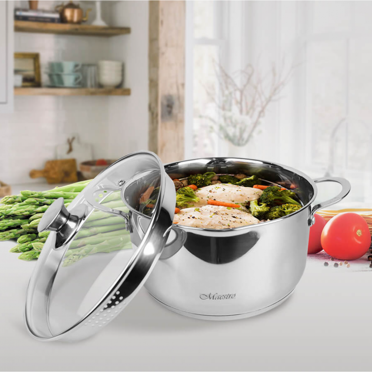 Кастрюля нержавеющая Maestro 200 мм х 3 л MR-3510-20 (MR-3510-20) Кастрюля нержавеющая Maestro 200 мм х 3 л MR-3510-20 (MR-3510-20)