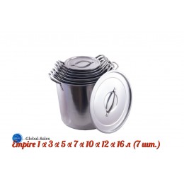 Набор посуды нержавеющий Empire 1 x 3 x 5 x 7 x 10 x 12 x 16 л (7 шт.) (5007)