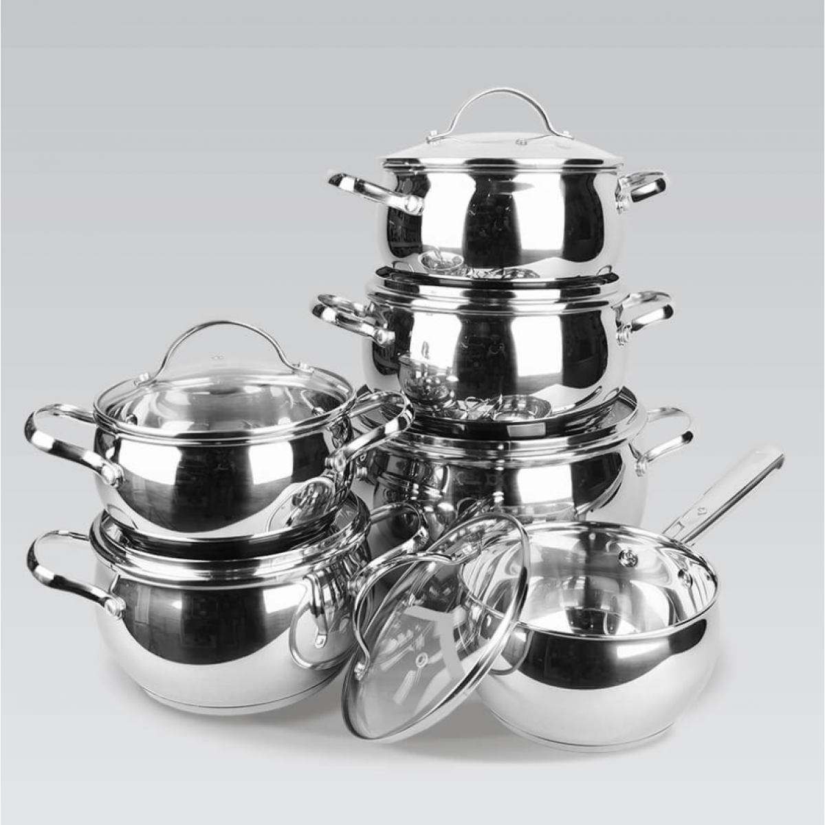 Набор посуды нержавеющий Maestro 1.5 x 2 x 2 x 3 x 5 x 1.5 л (6 шт.) (MR-3501-12) Набор посуды нержавеющий Maestro 1.5 x 2 x 2 x 3 x 5 x 1.5 л (6 шт.) (MR-3501-12)