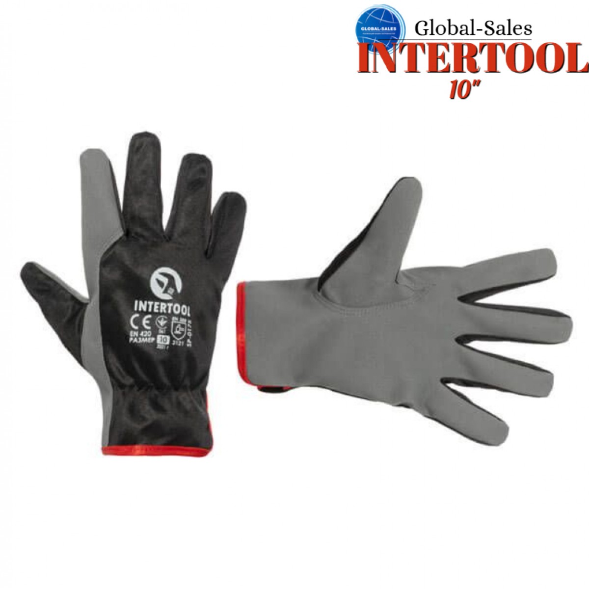Перчатка Intertool комбинированная эко кожа 10" (SP-0175)