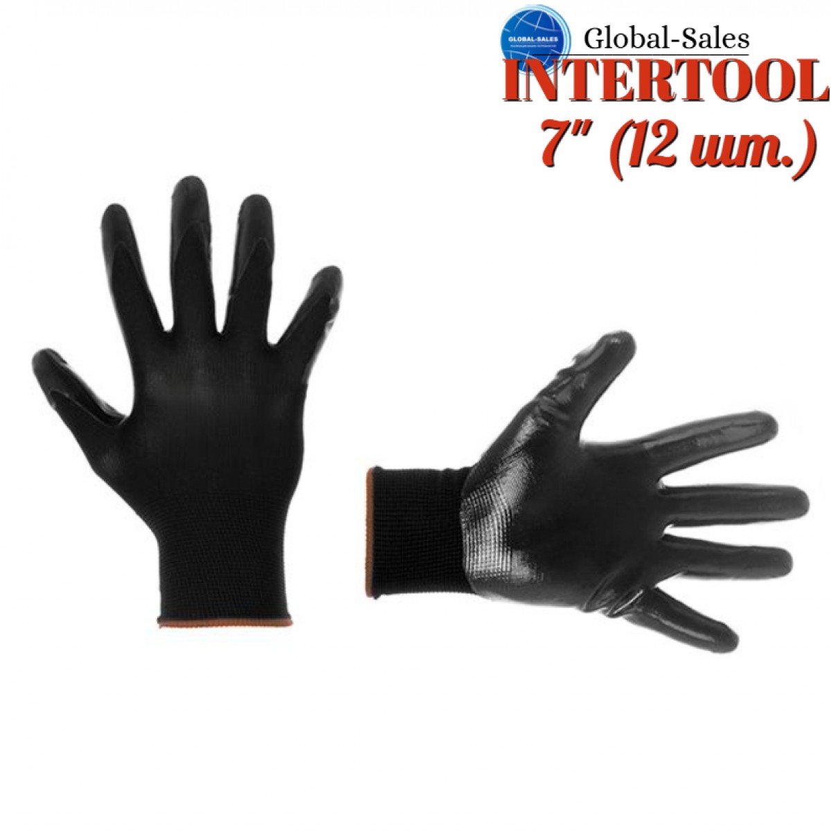 Перчатка Intertool нитриловая черная 7" (SP-0100) (12 шт.)
