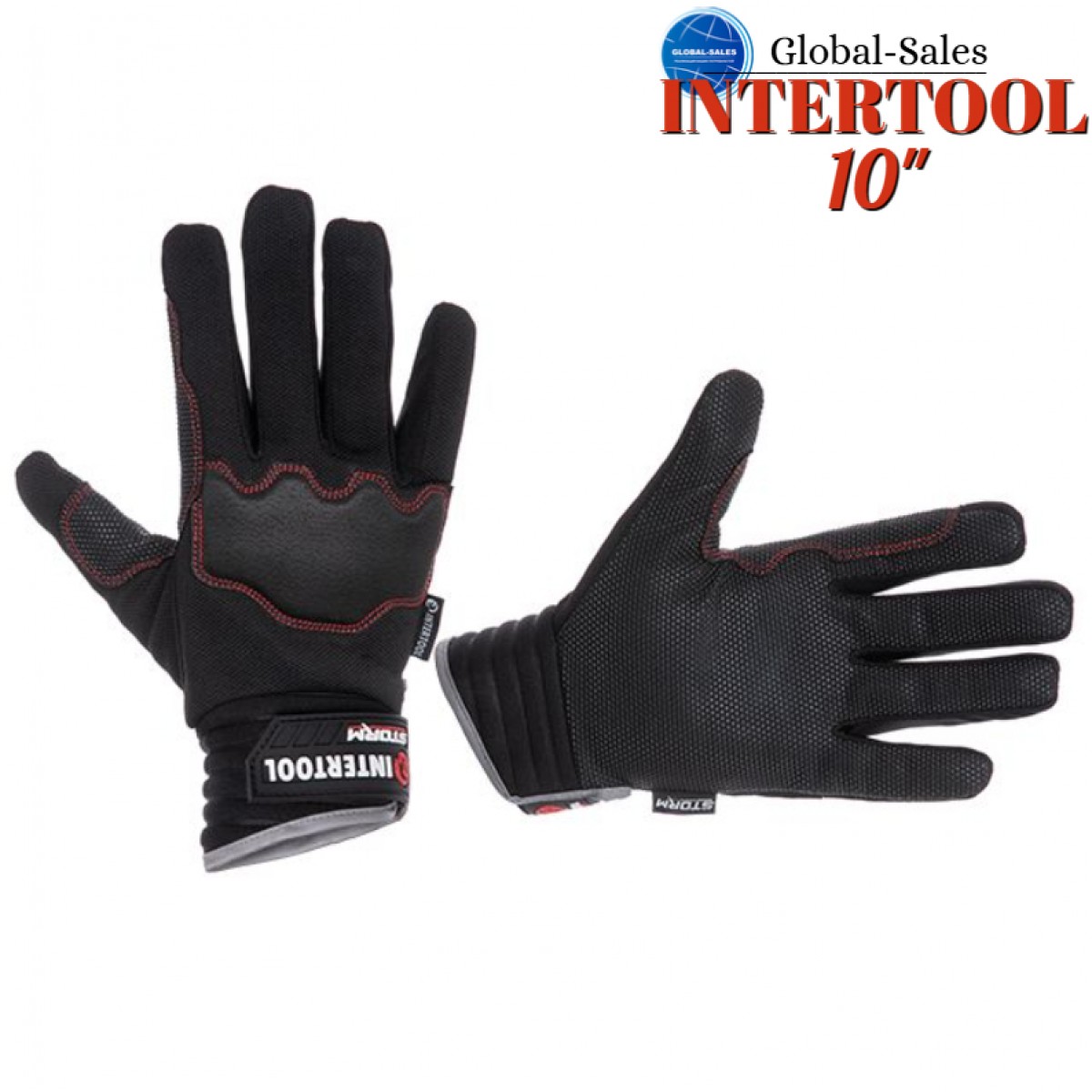 Перчатка Intertool-Storm из спандекса антискользящие с защитой суставов 10" (SP-0180)