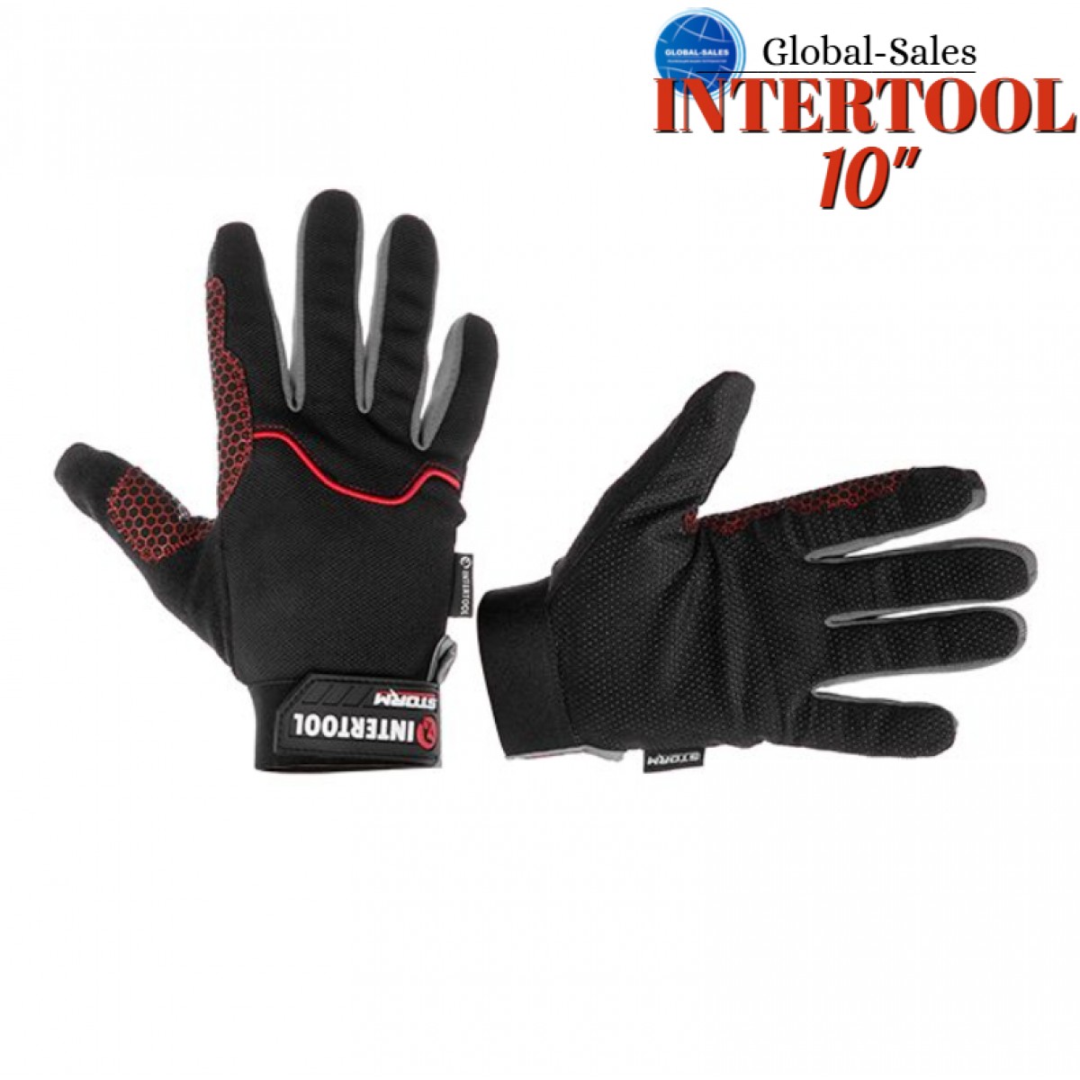 Перчатка Intertool-Storm из спандекса антискользящие усиленные 10" (SP-0181)