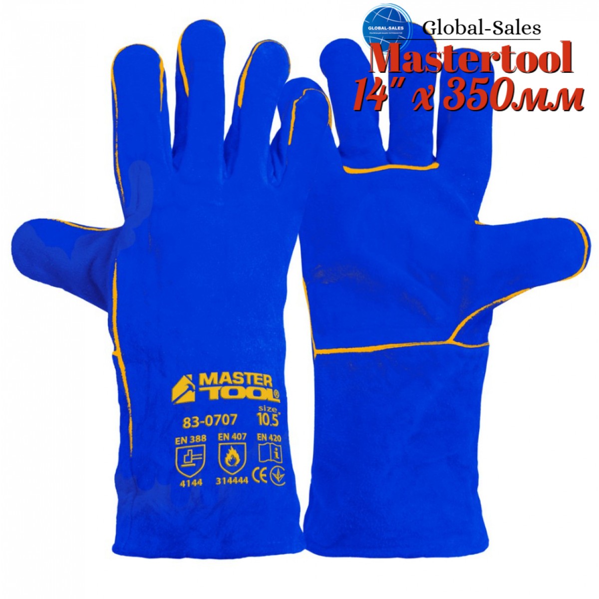 Перчатка Mastertool крага замшевая 14" x 350мм синяя (83-0707) Перчатка Mastertool крага замшевая 14" x 350мм синяя (83-0707)
