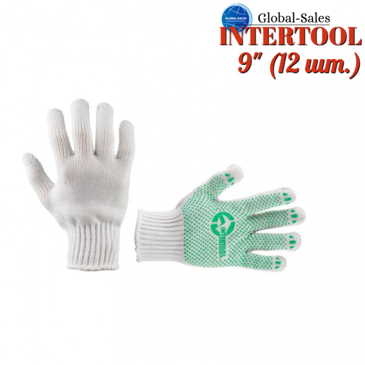 Перчатки Intertool 70/30 с точкой 68г белые 9" (SP-0133) (12 шт.) Перчатки Intertool 70/30 с точкой 68г белые 9" (SP-0133) (12 шт.)