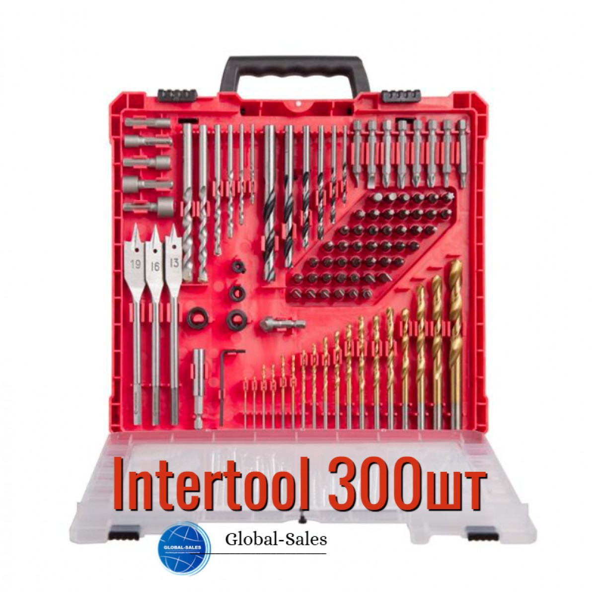 Набор сверл дюбелей и бит Intertool 300шт (SD-0051) Набор сверл дюбелей и бит Intertool 300шт (SD-0051)