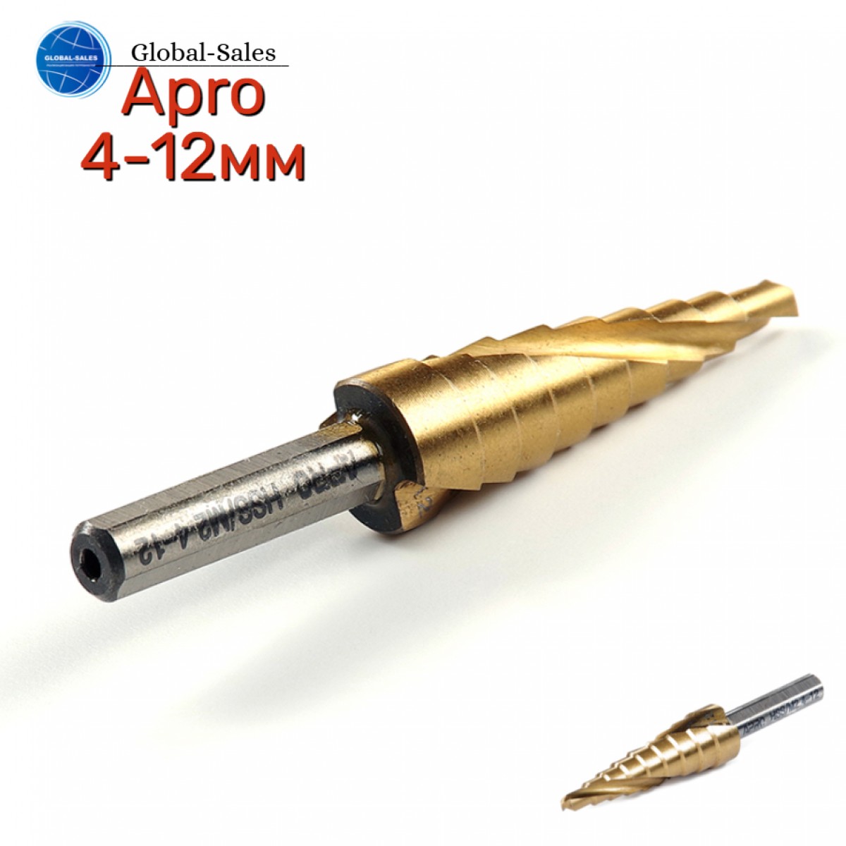 Сверло по металлу ступенчатое Apro 4-12мм PRO (830745) Сверло по металлу ступенчатое Apro 4-12мм PRO (830745)