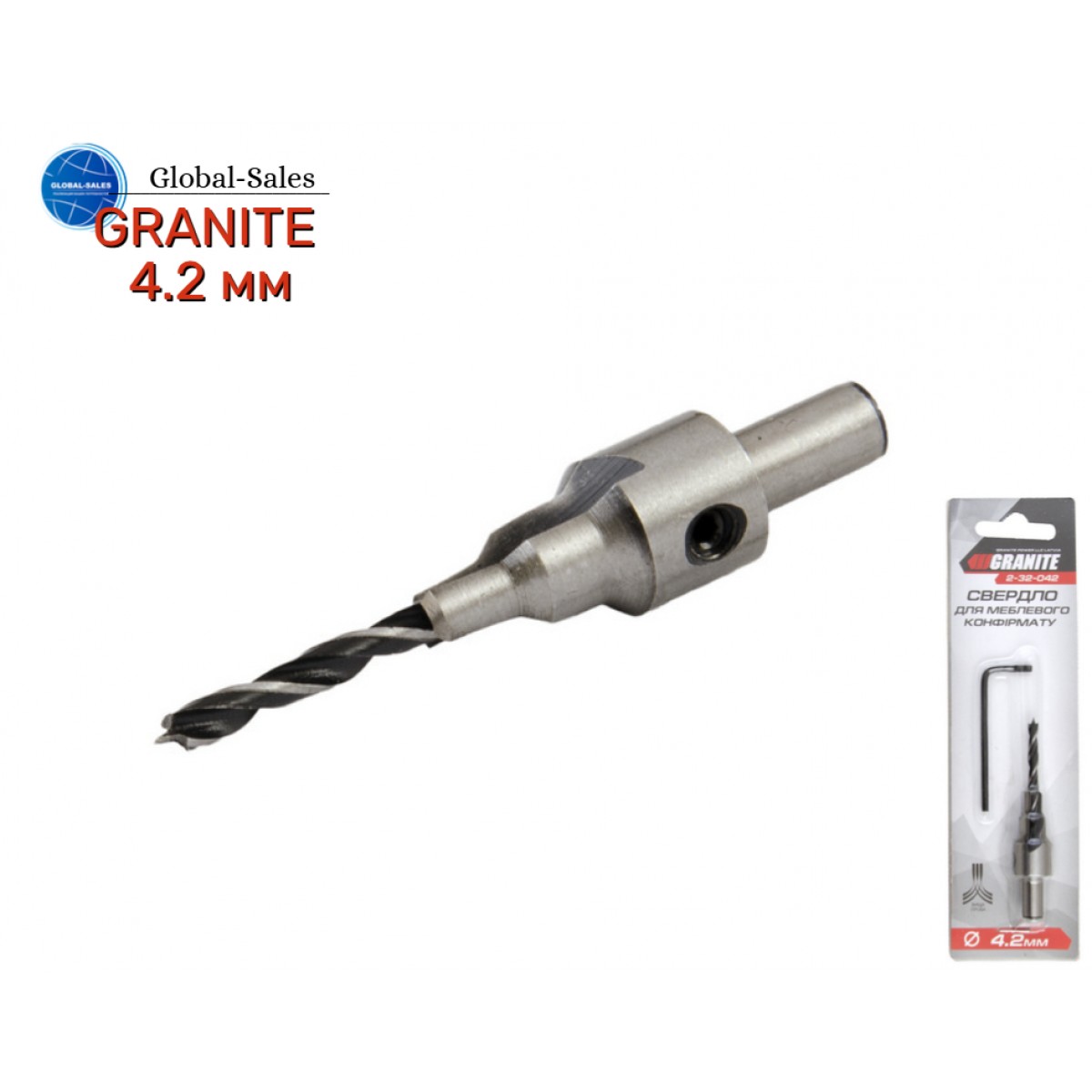 Сверло под конфирмат Granite 4.2 мм регулируемое (2-32-042) Сверло под конфирмат Granite 4.2 мм регулируемое (2-32-042)