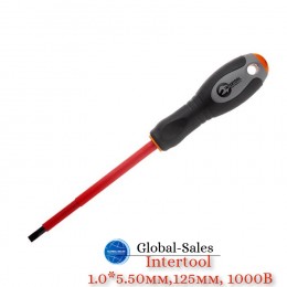 Отвертка Intertool SL5.5 х 125 мм диэлектрическая (VT-3206) Отвертка Intertool SL5.5 х 125 мм диэлектрическая (VT-3206)