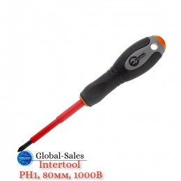 Отвертка Intertool крестовая PH1 х 80 мм 1000 В диэлектрическая (VT-3211) Отвертка Intertool крестовая PH1 х 80 мм 1000 В диэлектрическая (VT-3211)