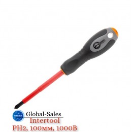 Отвертка Intertool крестовая PH2 х 100 мм 1000 В диэлектрическая (VT-3212) Отвертка Intertool крестовая PH2 х 100 мм 1000 В диэлектрическая (VT-3212)