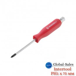 Отвертка Intertool крестовая ударная PH1 х 75 мм (HT-0486) Отвертка Intertool крестовая ударная PH1 х 75 мм (HT-0486)