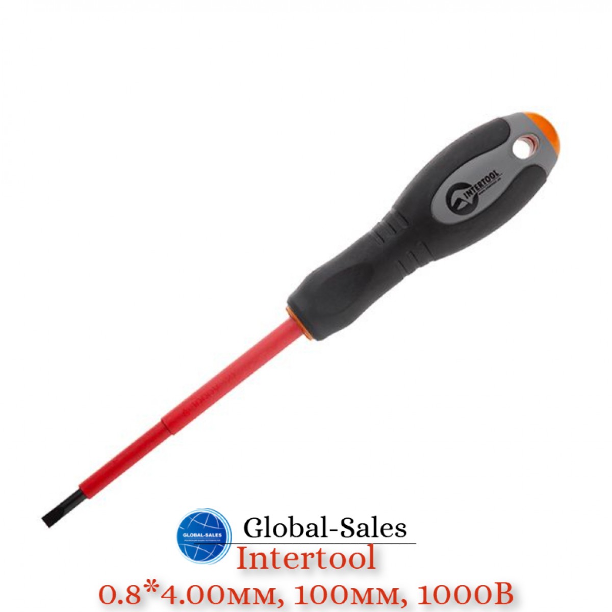 Отвертка Intertool шлицевая SL4 х 100 мм 1000 В (VT-3205)