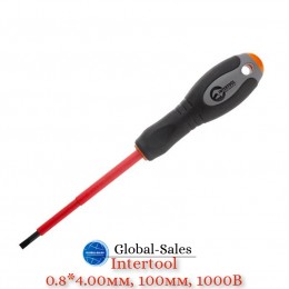 Отвертка Intertool шлицевая SL4 х 100 мм 1000 В (VT-3205)