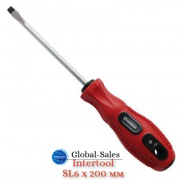 Отвертка Intertool шлицевая SL6 х 200 мм (VT-3116)