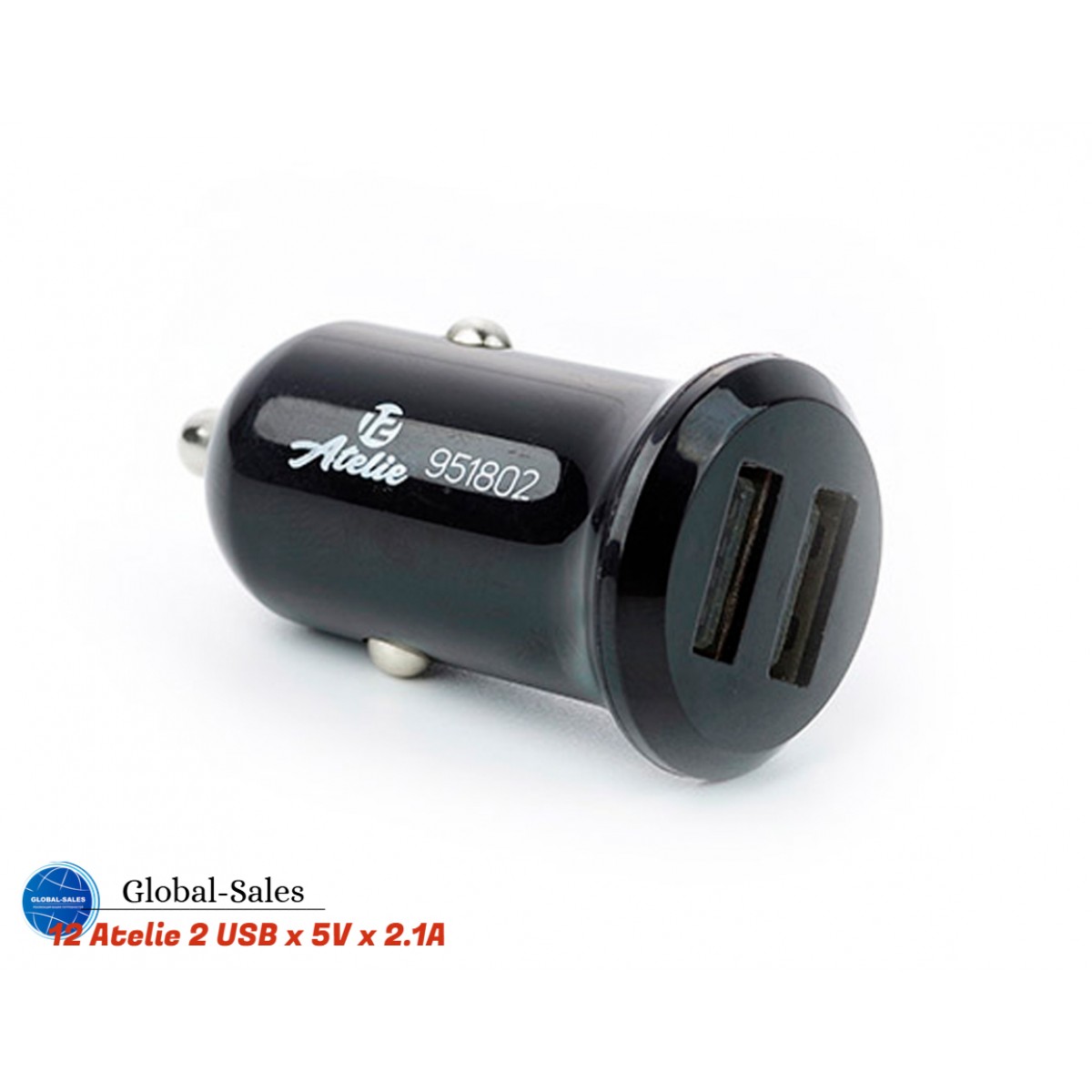 Автомобильное зарядное устройство 12 Atelie 2 USB x 5V x 2.1A черный (951802)