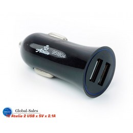 Автомобильное зарядное устройство 12 Atelie 2 USB x 5V x 2.1A черный (951804)