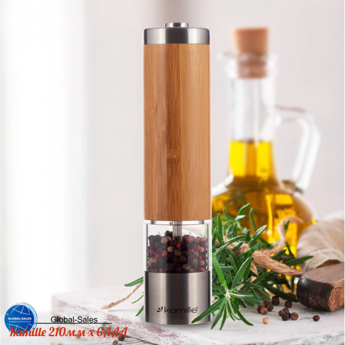 Измельчитель для специй электрический Kamille 210мм x 6AAA (7063) Измельчитель для специй электрический Kamille 210мм x 6AAA (7063)