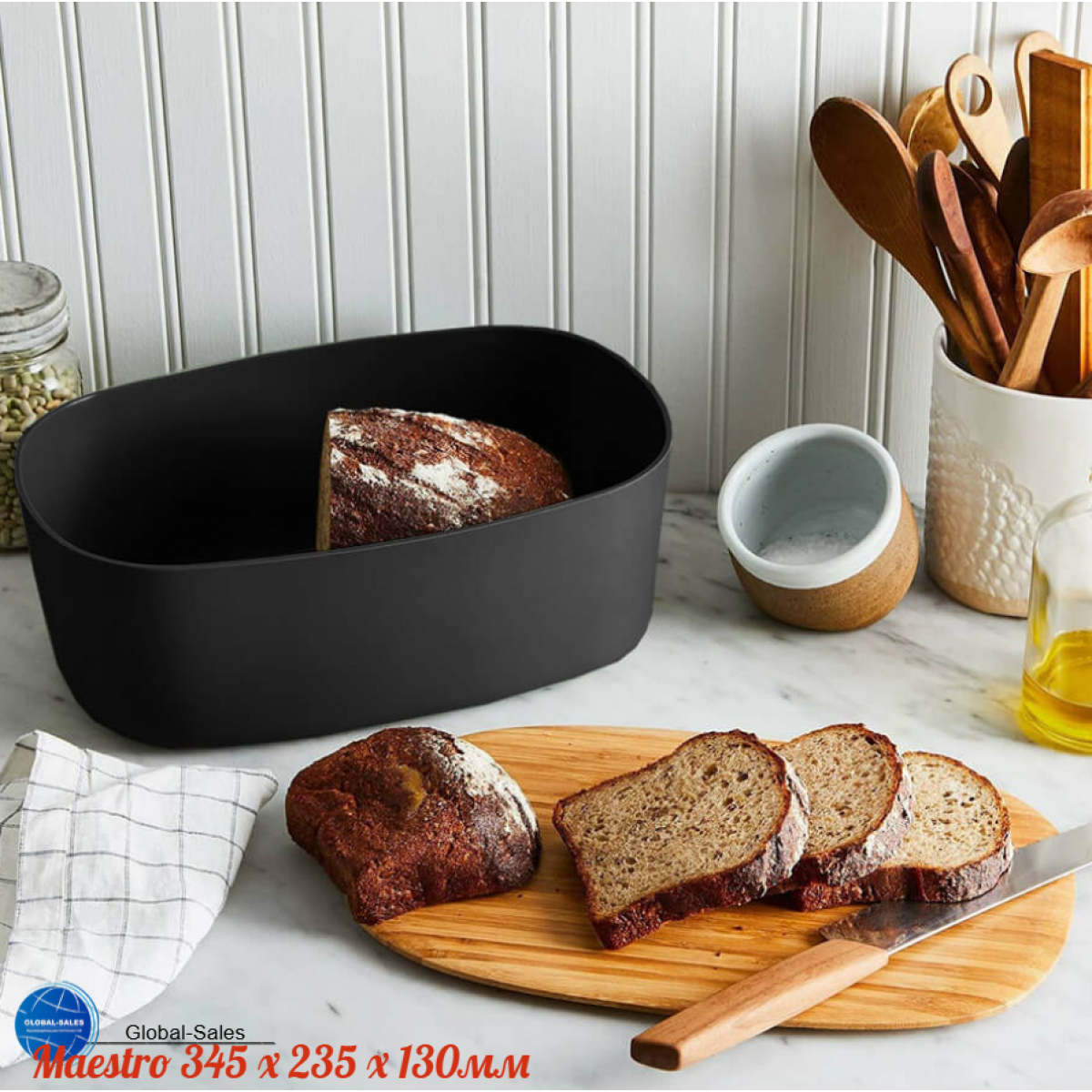 Хлебница Maestro 345 x 235 x 130мм черная (MR-1776-BLACK) Хлебница Maestro 345 x 235 x 130мм черная (MR-1776-BLACK)