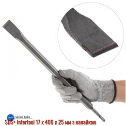 Зубило плоское SDS+ Intertool 17 х 400 х 25 мм с напайкой (SD-0451)