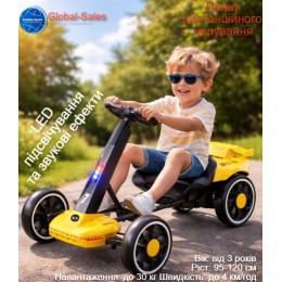 Дитячий електрокарт Spoko SP-V18 6V7 на чотири колеса з пультом керування жовтий