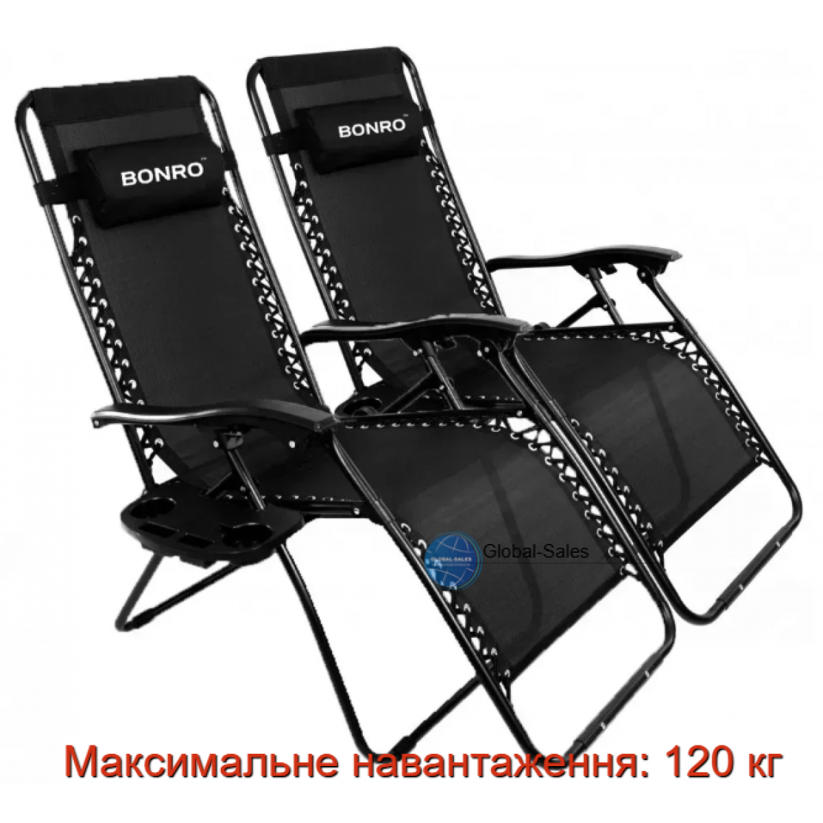 Шезлонги комплект 2шт Bonro SP-167A чорний