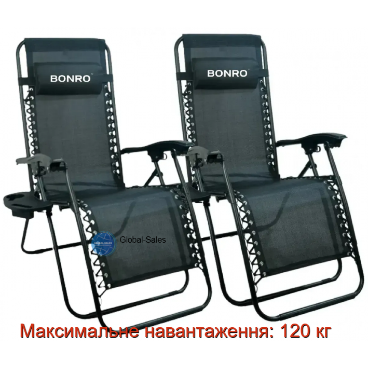 Шезлонги комплект 2шт Bonro СПА-167A зелений Шезлонги комплект 2шт Bonro СПА-167A зелений