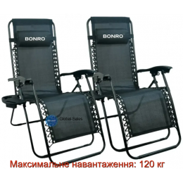 Шезлонги комплект 2шт Bonro СПА-167A зелений Шезлонги комплект 2шт Bonro СПА-167A зелений