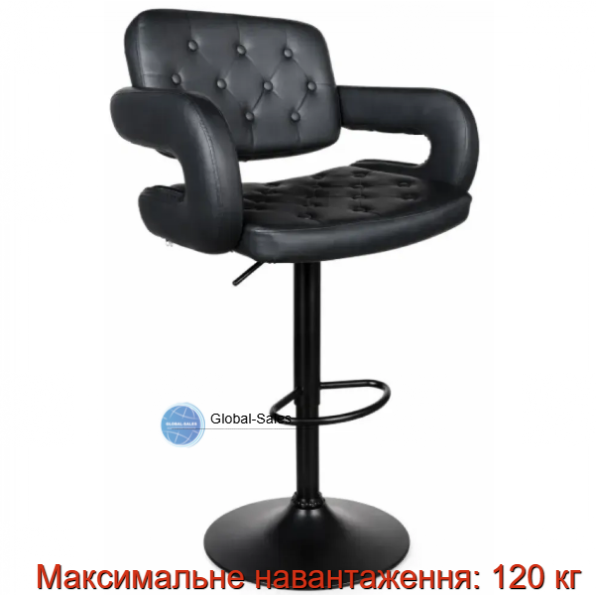 Барний стілець зі спинкою Bonro B-064 чорне з чорною основою