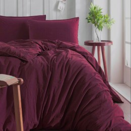 Комплект постельного белья SoundSleep Stonewash евро бургунди (94381412)