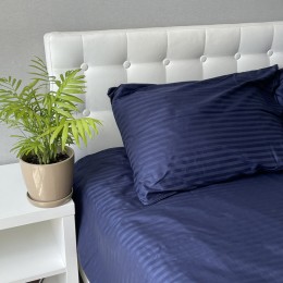 Комплект постельного белья SoundSleep Stripe Sense Dark Blue сатин-страйп евро 200х220 см темно-синий (94131376)