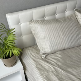 Комплект постельного белья SoundSleep Stripe Sense Beige сатин-страйп евро 200х220 см бежевый (94131048)