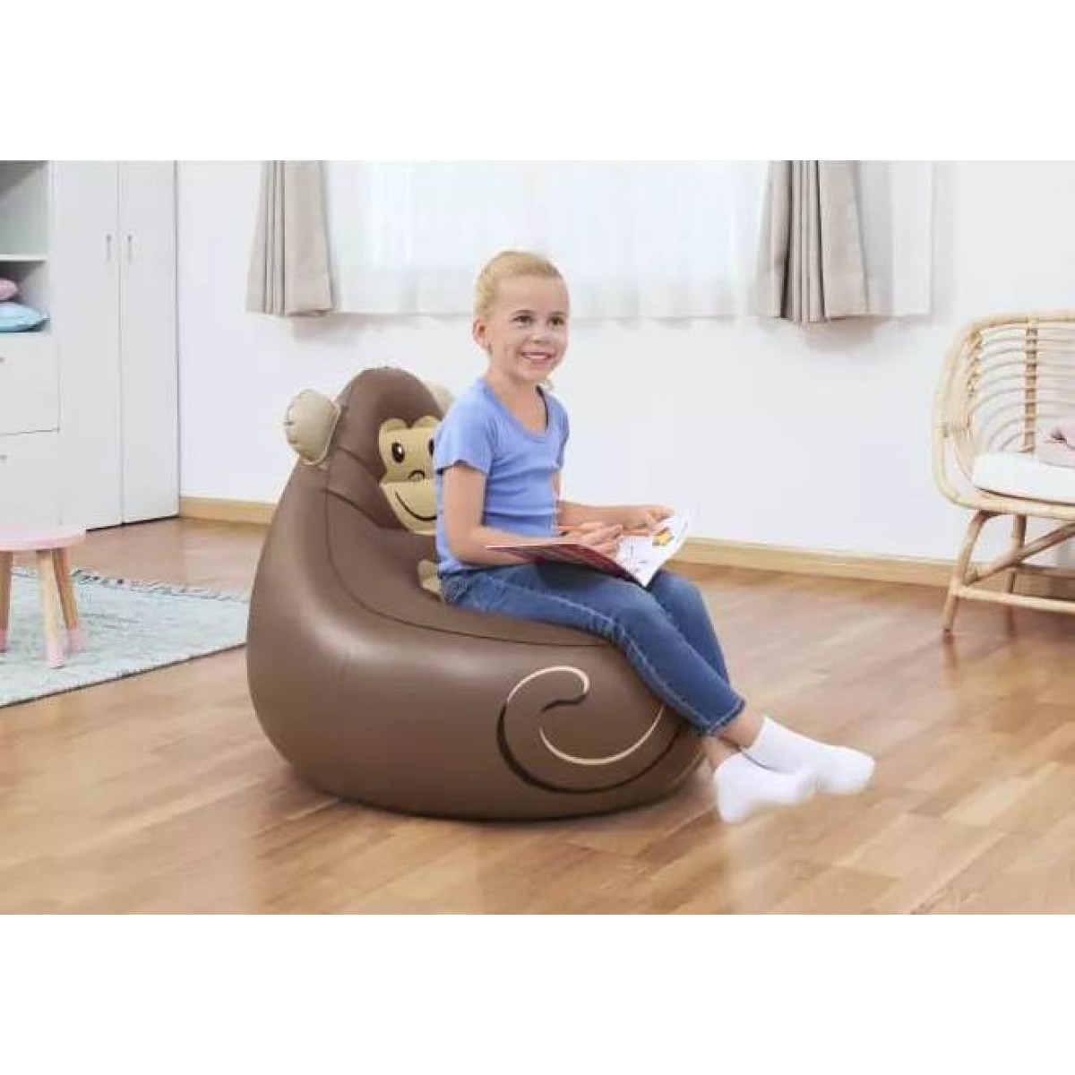 Bestway 75116-monkey (72 x 72 x 64см) Надувное кресло, коричневое Bestway 75116-monkey (72 x 72 x 64см) Надувное кресло, коричневое