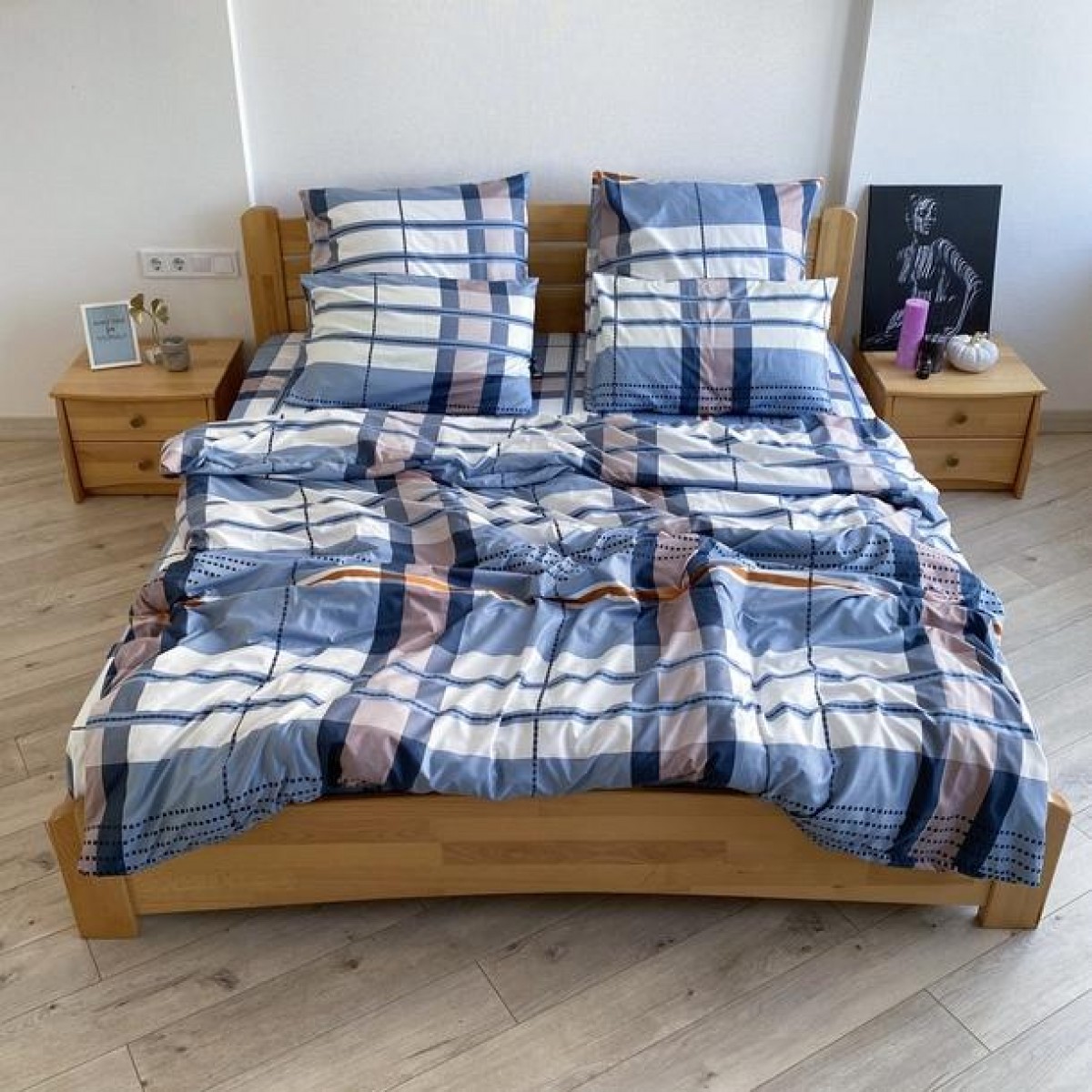 Постельное белье “LeLIT”,Микрофибра,Голубой,Евро, P-0060