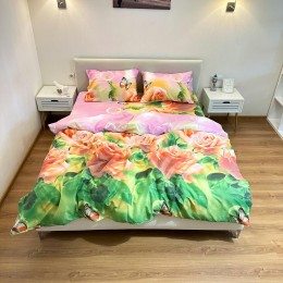 Постельное белье “LeLIT”, Поликотон, Розово-Зеленый, Двуспальный, P-0097