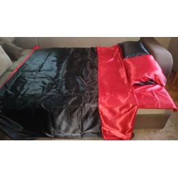 Атласное Красно-черное   Семейное постельное белье Moka Textile 145*210