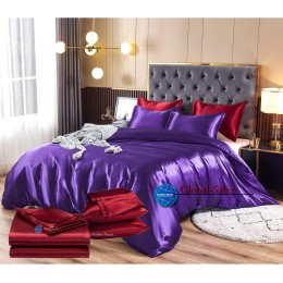 Атласное Фиолетовое Семейное постельное белье Moka Textile 145*210 и 2 Дополнительных Полуторных Бордовых Пододеяльника + 2 наволочки Бордовые 50*70см Атласное Фиолетовое Семейное постельное белье Moka Textile 145*210 и 2 Дополнительных Полуторных Бордовых Пододеяльника + 2 наволочки Бордовые 50*70см