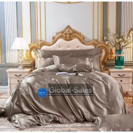 Атласное Капучино двуспальное постельное белье и 4 наволочки Moka Textile 180х210см