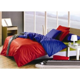 Атласное  Электросине-красное  Семейное постельное белье Moka Textile 145*210