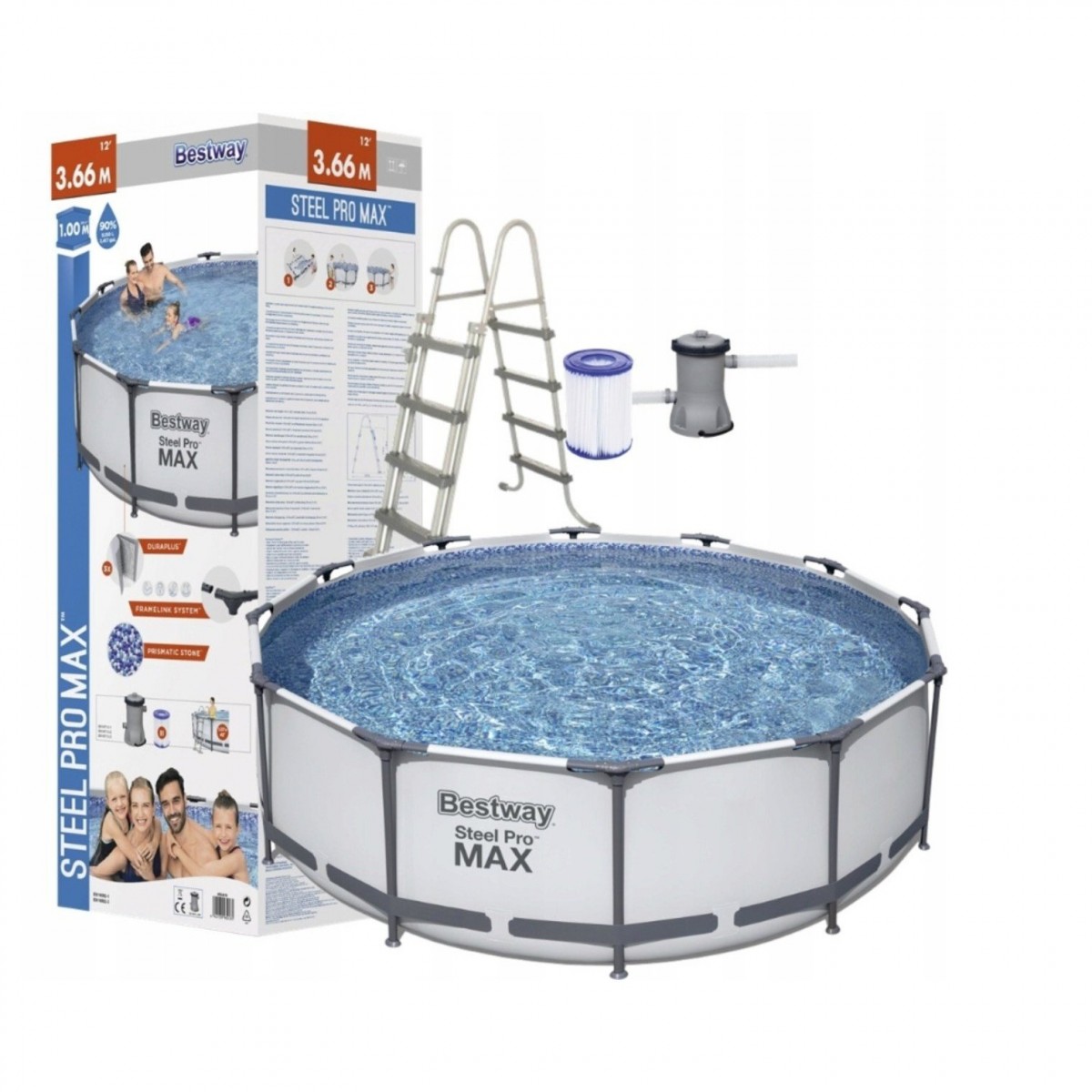 Каркасный бассейн Steel Pro Frame Pool Bestway 56418 (Диаметр 366 x Высота 100см) Каркасный бассейн Steel Pro Frame Pool Bestway 56418 (Диаметр 366 x Высота 100см)