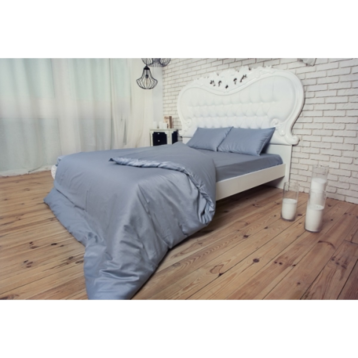 Комплект полуторного постельного белья Moka Textile Роял Лунный в ПОДАРОЧНОЙ КОРОБКЕ  Сатин 145*210