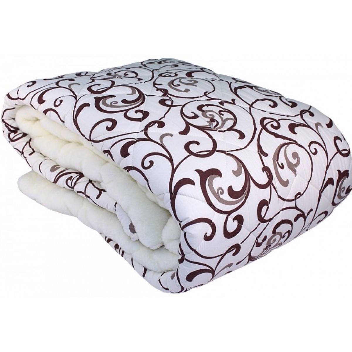 Двуспальное  одеяло искусственная шерсть VITAL-TEXTIL в поликоттоне  вензеля на белом 175*205