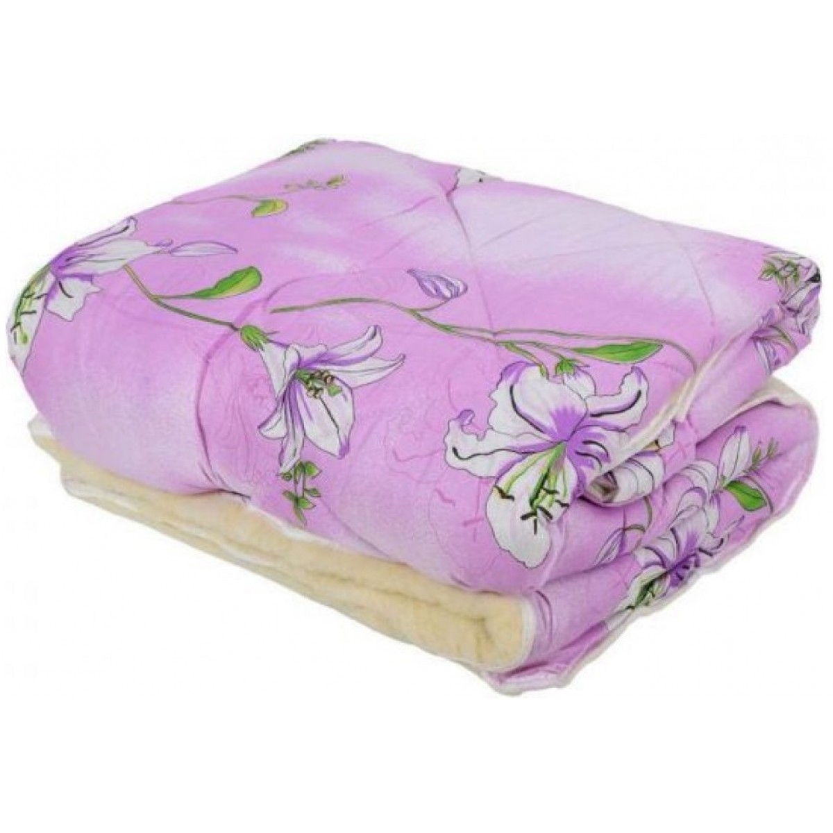 Одеяло Евро Искусственная шерсть VITAL-TEXTIL в поликотоне сиреневый с цветами 195*205 Одеяло Евро Искусственная шерсть VITAL-TEXTIL в поликотоне сиреневый с цветами 195*205