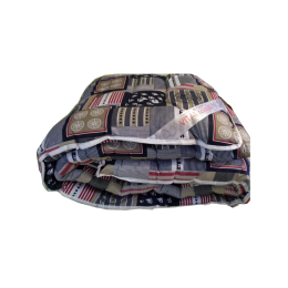 Двуспальное одеяло искусственная шерсть VITAL-TEXTIL серые полосы и квадраты бязь Gold  180*220