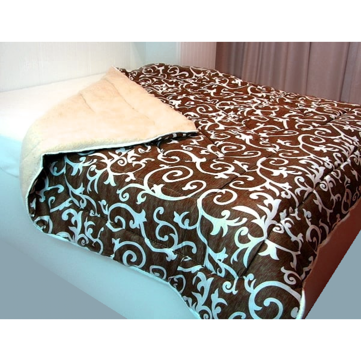 Одеяло Евро  искусственная шерсть VITAL-TEXTIL  в поликаттоне бордовый 200*220