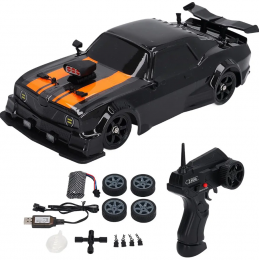 Машина на радиоуправлении DRIFT RETURNS черная (SC 16 A 01/04) свет, парогенератор, 1:16, 4х4, скорость до 18+км/ч, пульт 2.4G, аккумулятор 7.4V