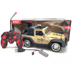 Джип на радиоуправлении RACE (9088-6 AD) бежевая - яркая белая подсветка передних фар во время движения вперед.